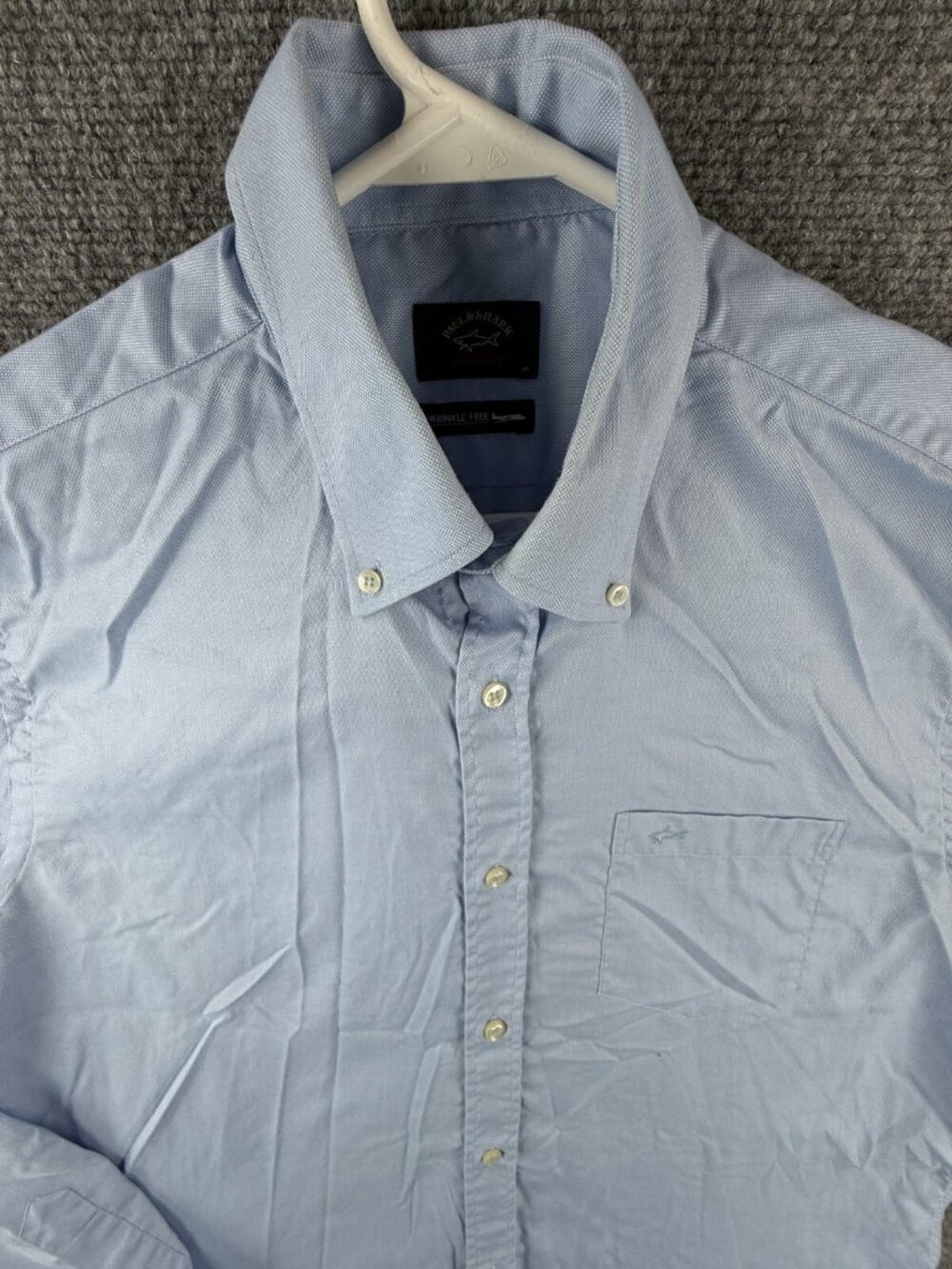 Paul & Shark Long Sleeve Blue Button Up Shirt Wrinkle Free Size 41 Cotton Woven
